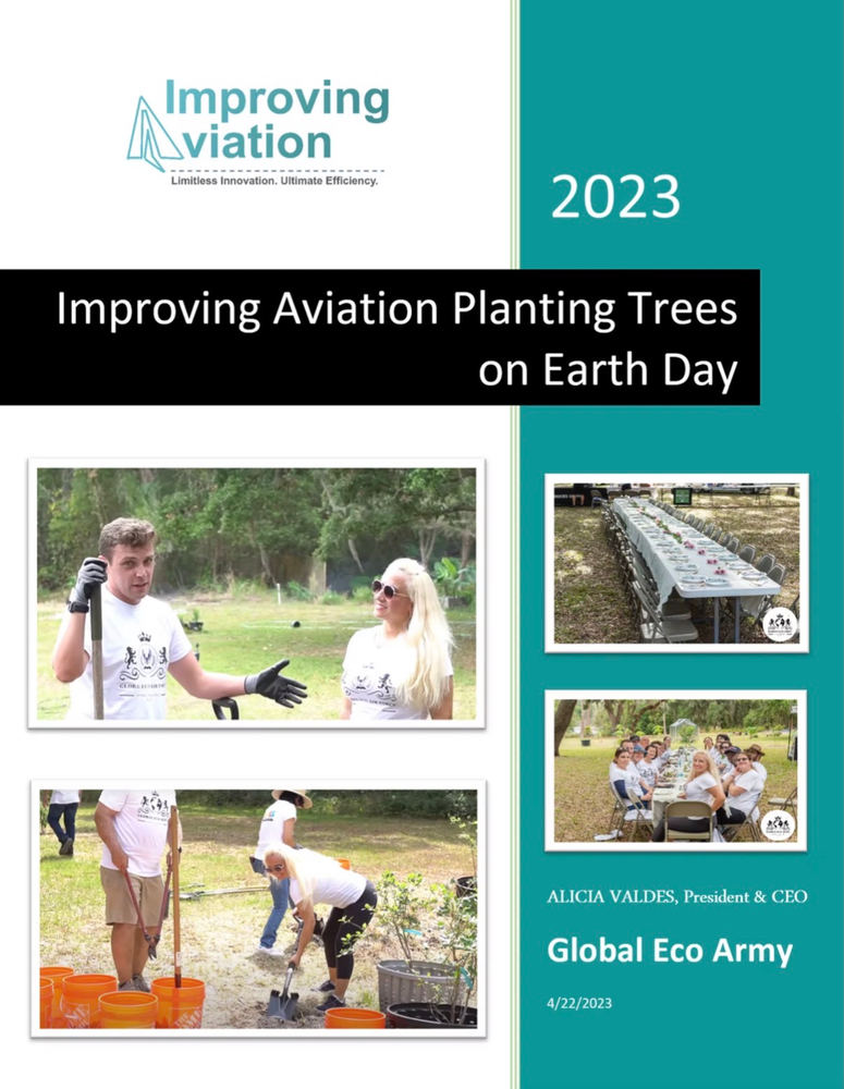 Improving Aviation volunteers planting trees on Earth Day 2023